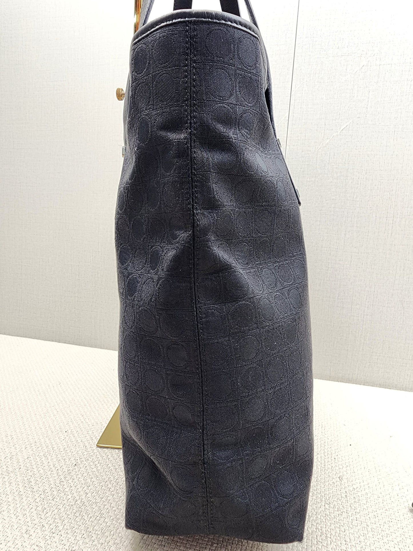 Salvatore Ferragamo Black Gancini Canvas Shoulder Tote
