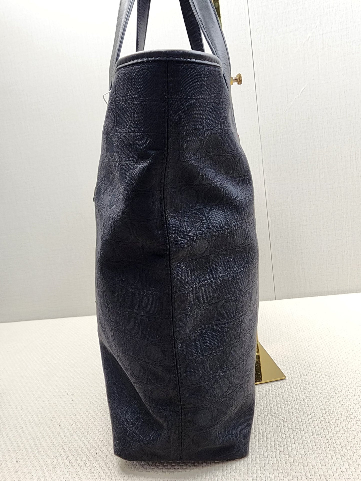 Salvatore Ferragamo Black Gancini Canvas Shoulder Tote