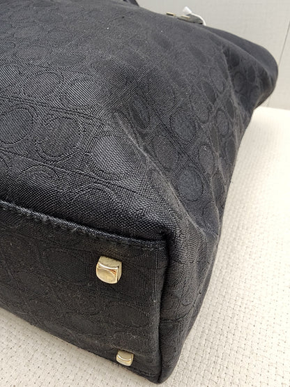 Salvatore Ferragamo Black Gancini Canvas Shoulder Tote