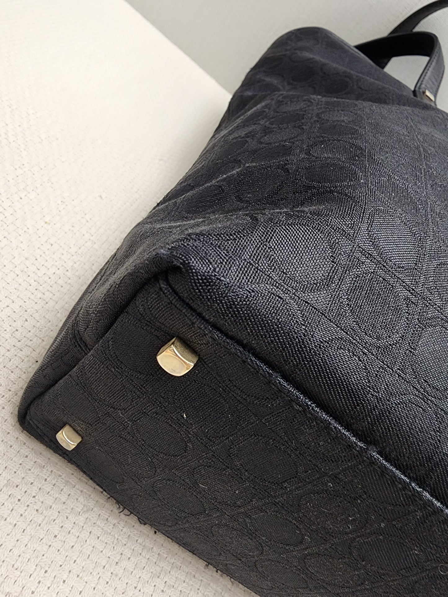 Salvatore Ferragamo Black Gancini Canvas Shoulder Tote