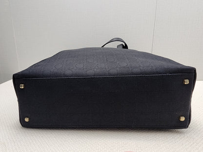 Salvatore Ferragamo Black Gancini Canvas Shoulder Tote