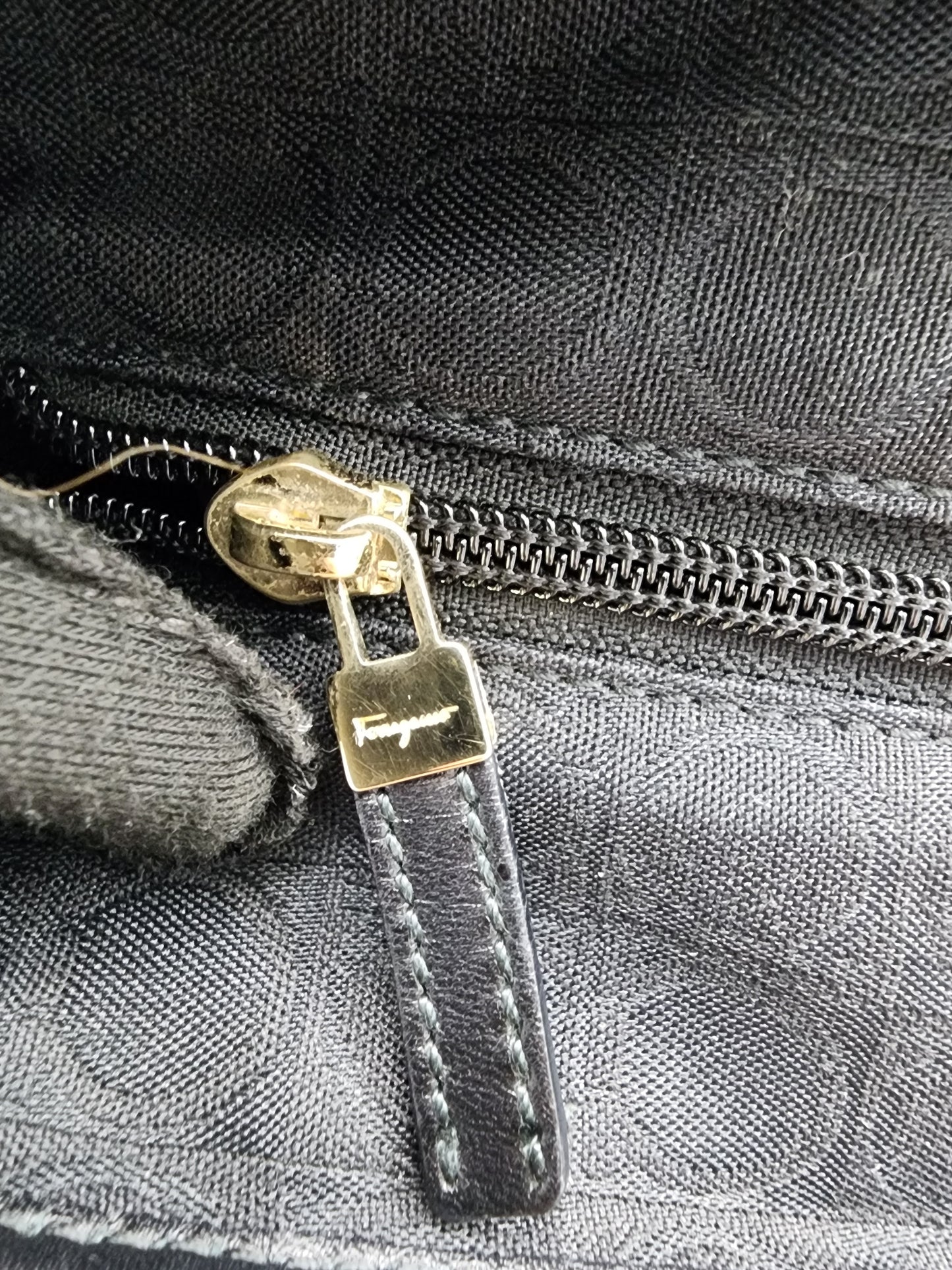 Salvatore Ferragamo Black Gancini Canvas Shoulder Tote