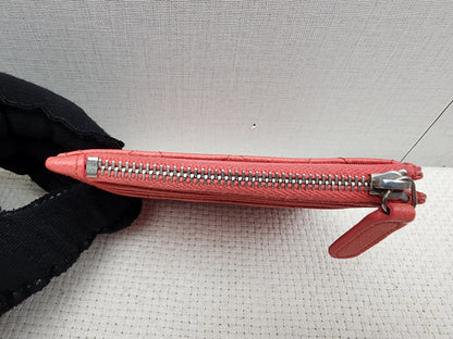Chanel Coral Pink Caviar Zipped Card Holder (SHW)
