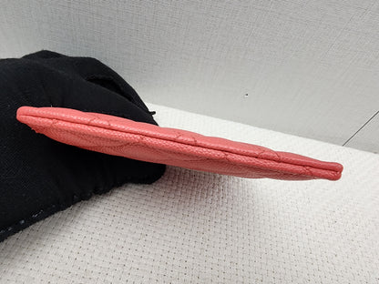 Chanel Coral Pink Caviar Zipped Card Holder (SHW)