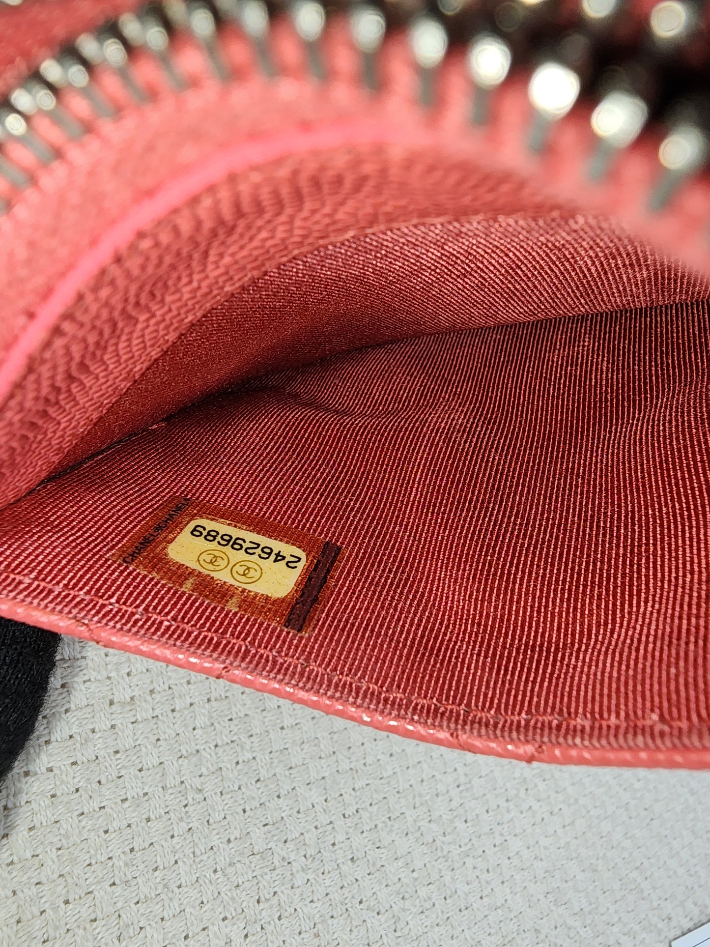 Chanel Coral Pink Caviar Zipped Card Holder (SHW)