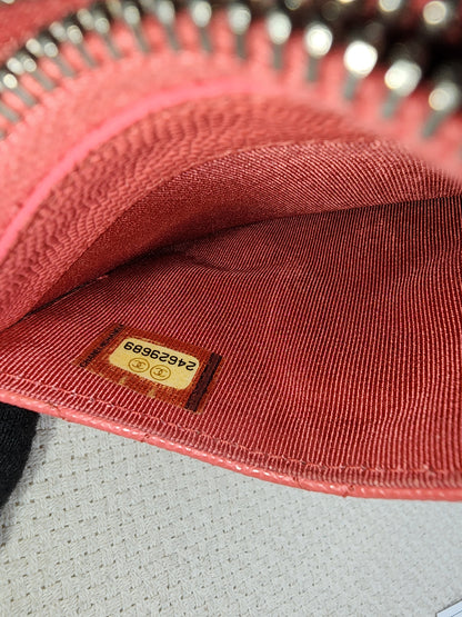 Chanel Coral Pink Caviar Zipped Card Holder (SHW)