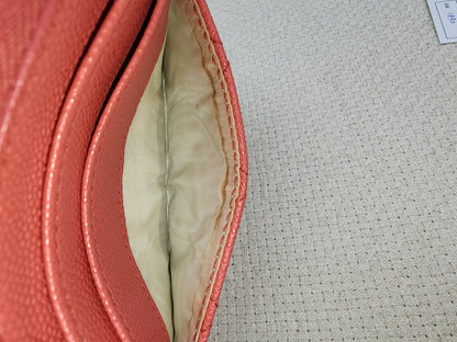 Chanel Coral Pink Caviar Zipped Card Holder (SHW)