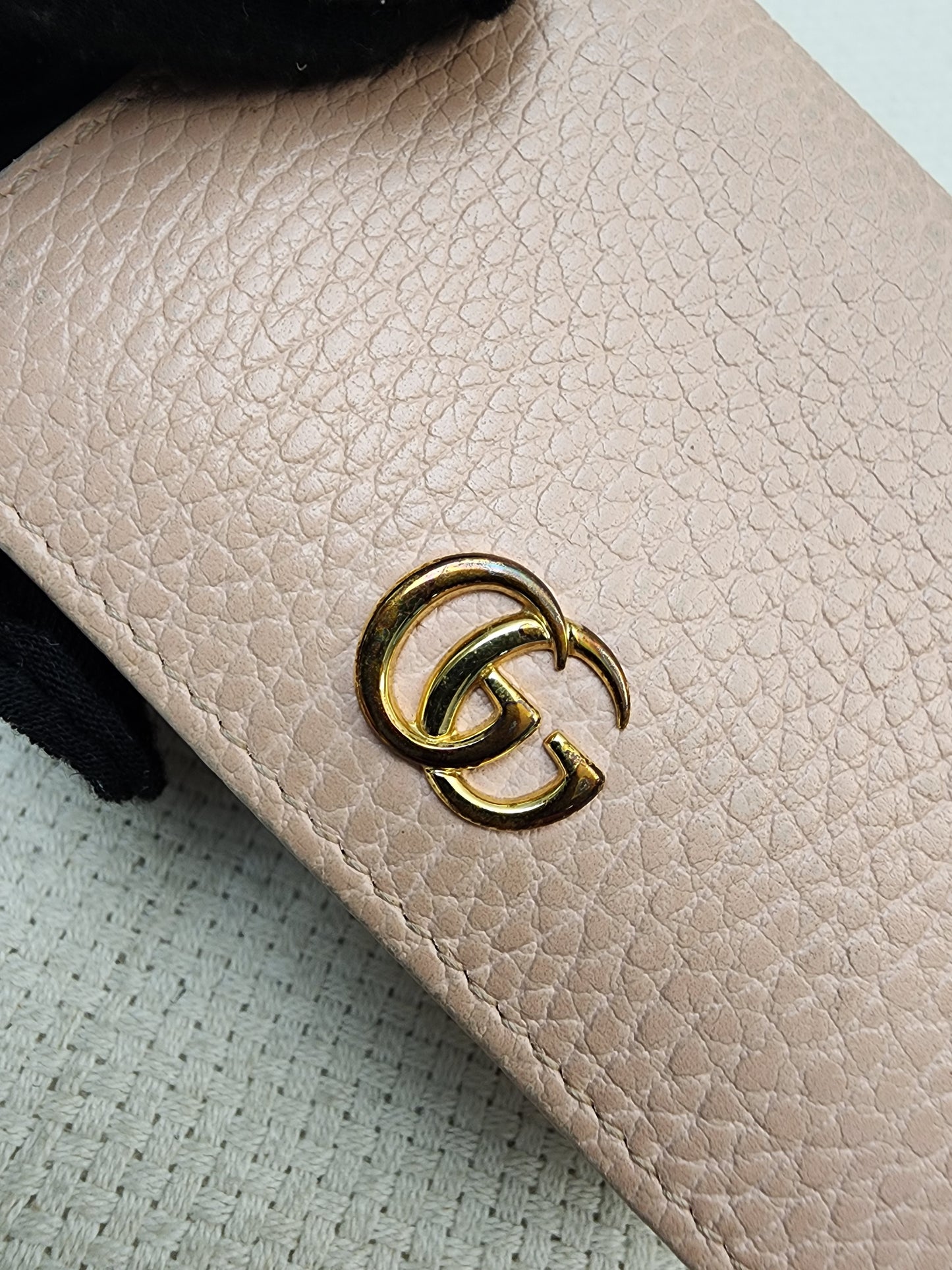 Gucci Pink Calfskin Marmont Compact Wallet (GHW)