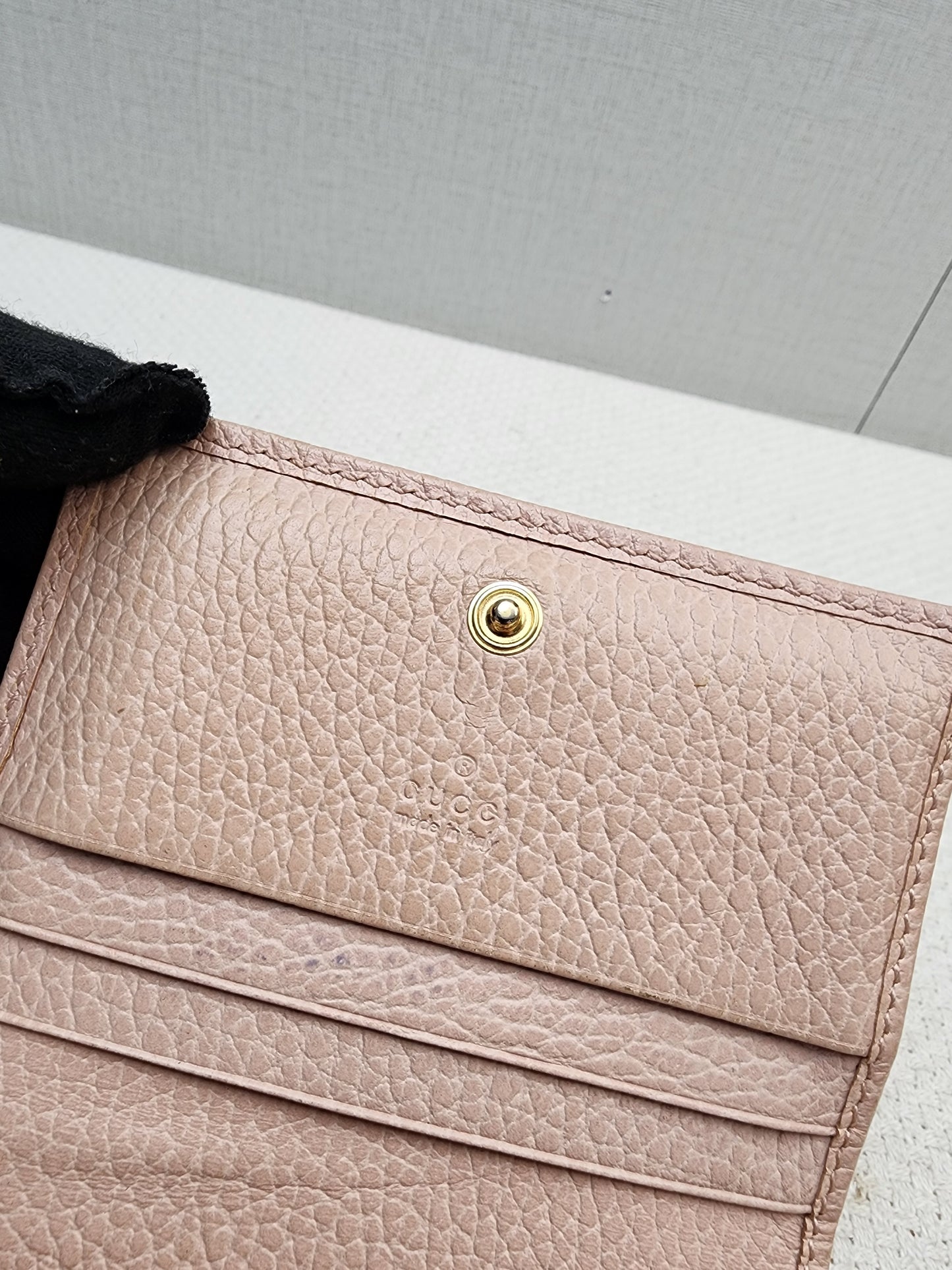 Gucci Pink Calfskin Marmont Compact Wallet (GHW)