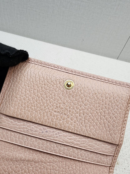 Gucci Pink Calfskin Marmont Compact Wallet (GHW)