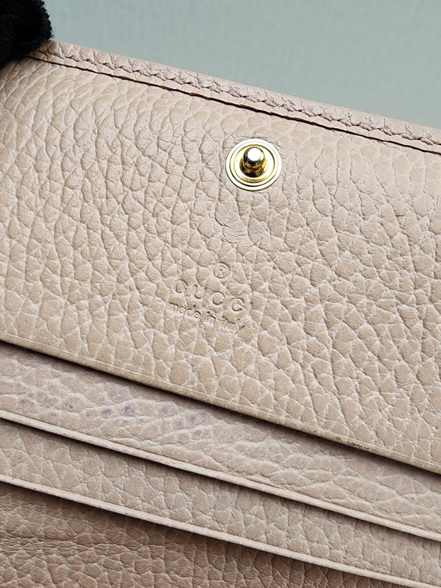 Gucci Pink Calfskin Marmont Compact Wallet (GHW)