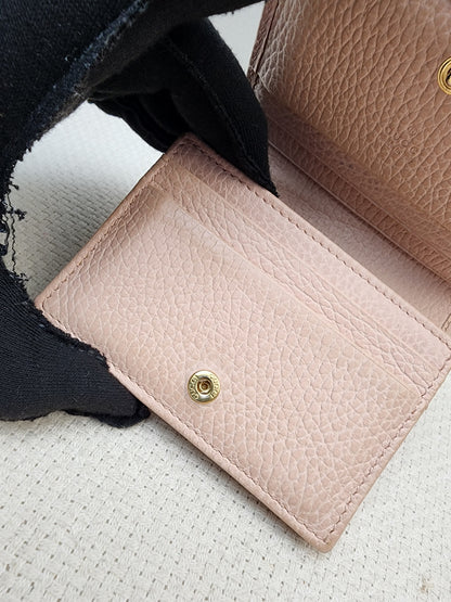 Gucci Pink Calfskin Marmont Compact Wallet (GHW)