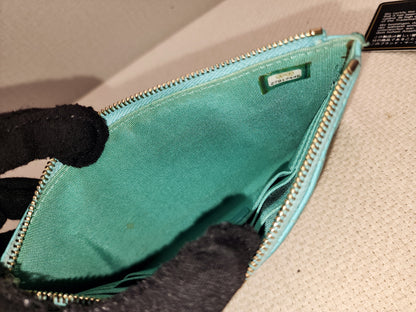 Chanel Turquoise Caviar Zip Slim Wallet (LGHW)