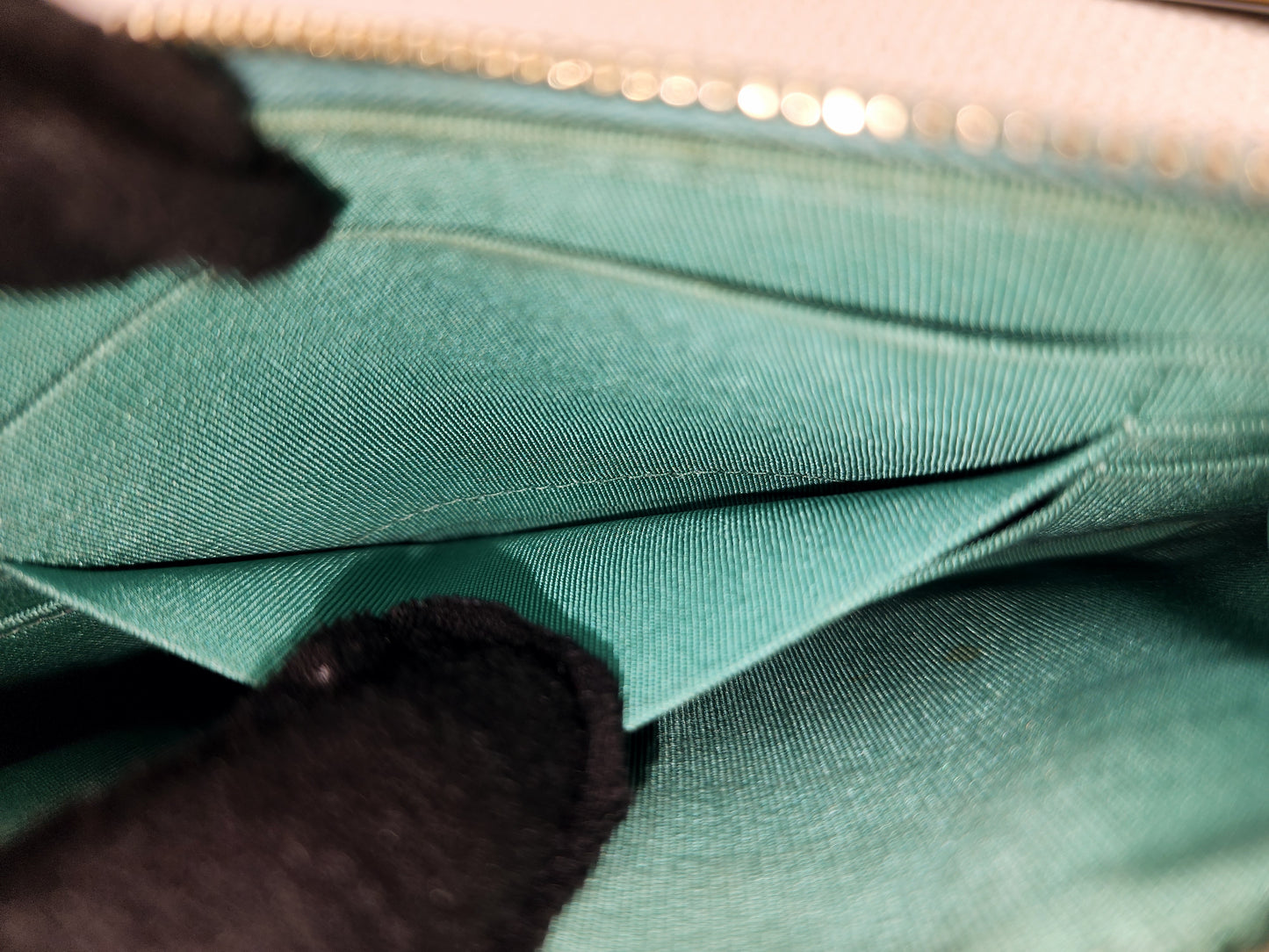 Chanel Turquoise Caviar Zip Slim Wallet (LGHW)