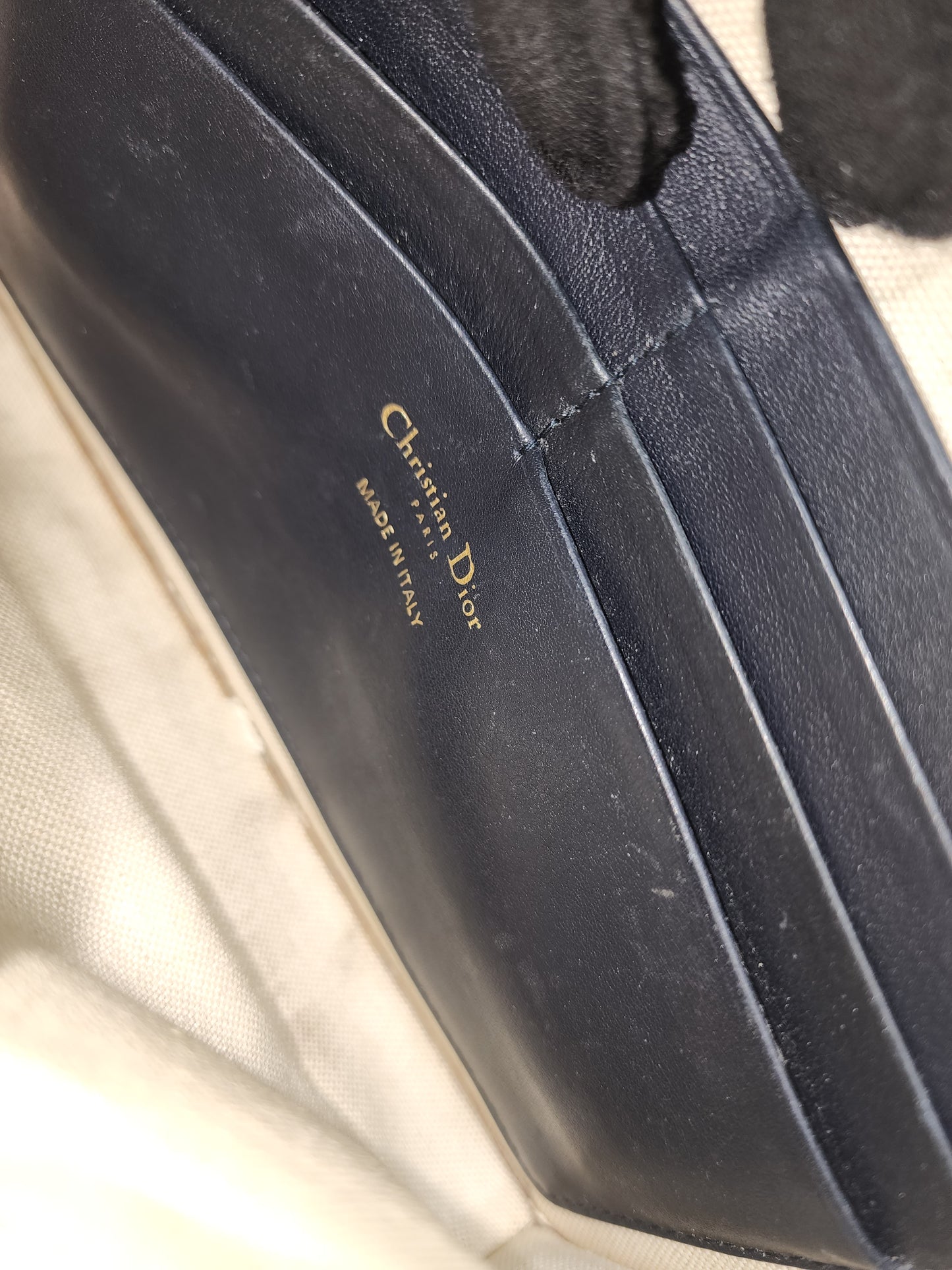 Dior Navy Oblique Large Saddle Pouch w Chain