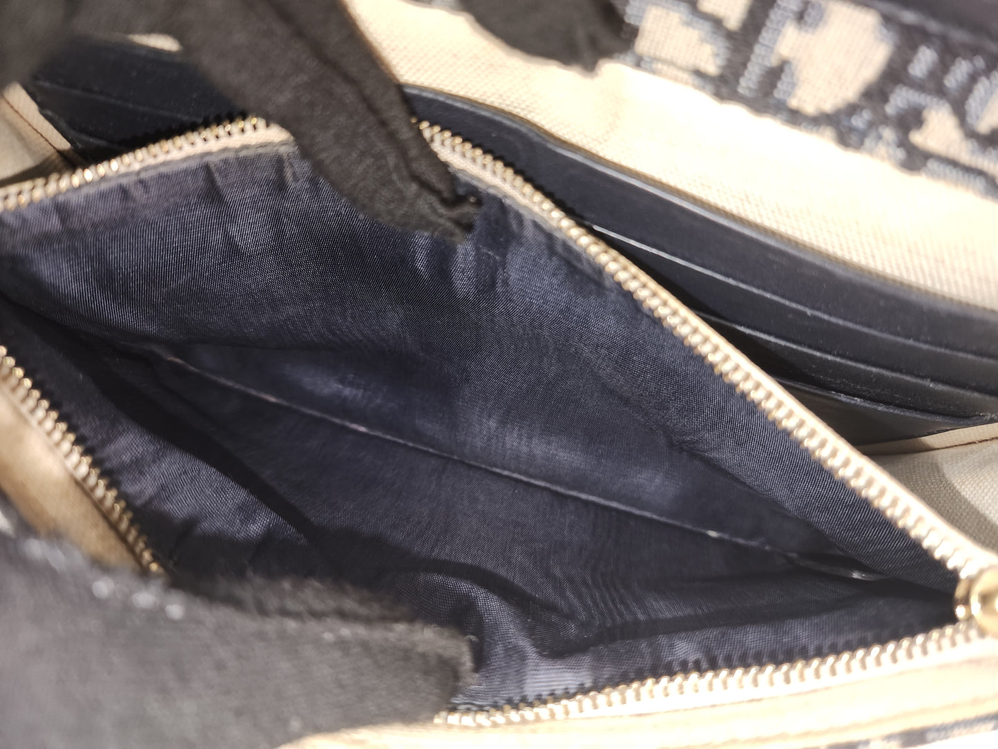 Dior Navy Oblique Large Saddle Pouch w Chain