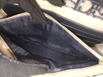 Dior Navy Oblique Large Saddle Pouch w Chain