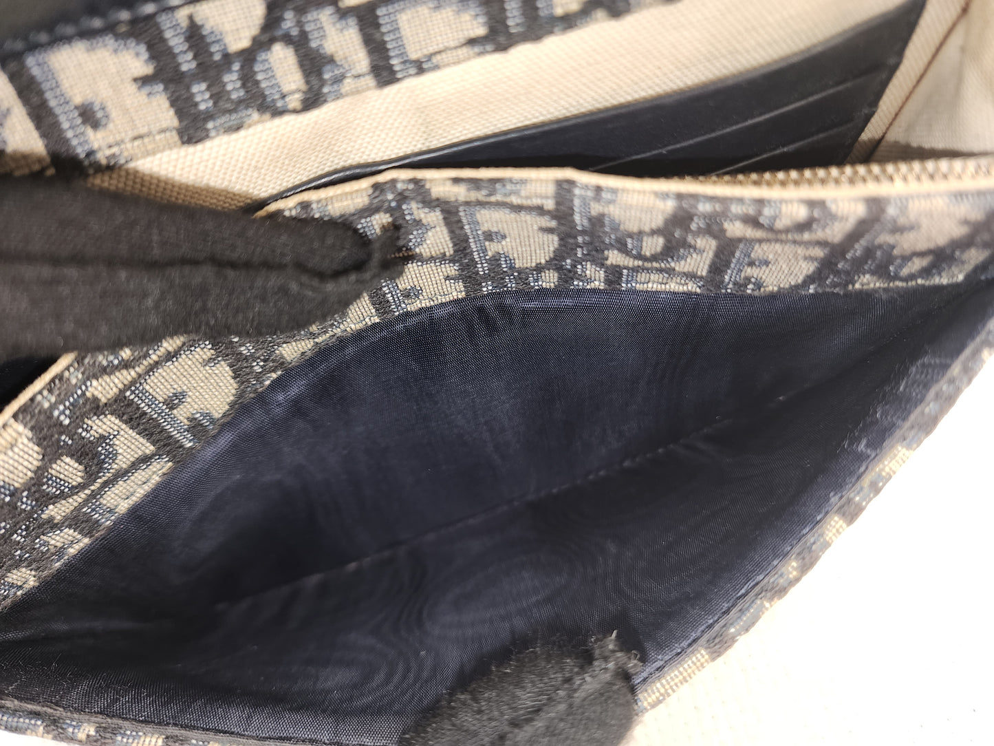 Dior Navy Oblique Large Saddle Pouch w Chain