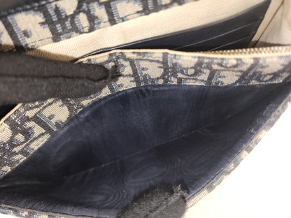 Dior Navy Oblique Large Saddle Pouch w Chain