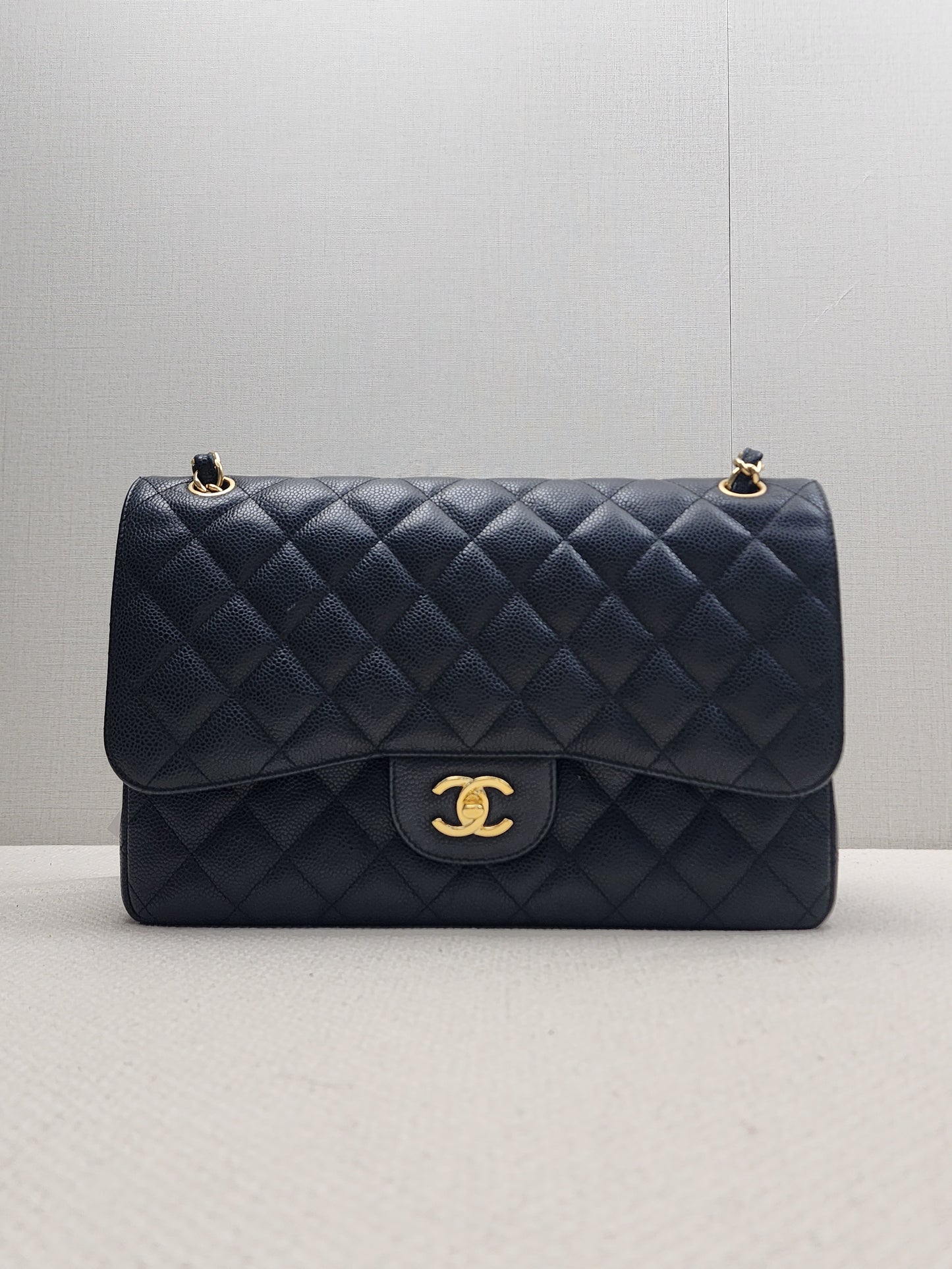 Chanel Black Caviar Classic Jumbo Flap Bag (GHW)