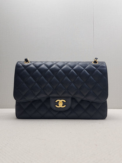 Chanel Black Caviar Classic Jumbo Flap Bag (GHW)