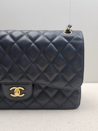 Chanel Black Caviar Classic Jumbo Flap Bag (GHW)