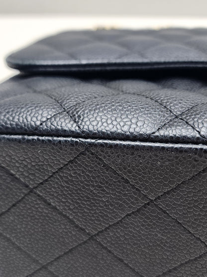 Chanel Black Caviar Classic Jumbo Flap Bag (GHW)