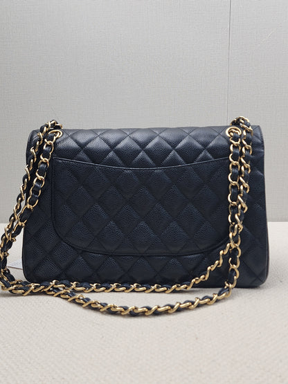 Chanel Black Caviar Classic Jumbo Flap Bag (GHW)