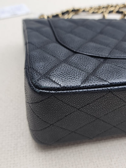 Chanel Black Caviar Classic Jumbo Flap Bag (GHW)