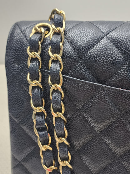 Chanel Black Caviar Classic Jumbo Flap Bag (GHW)