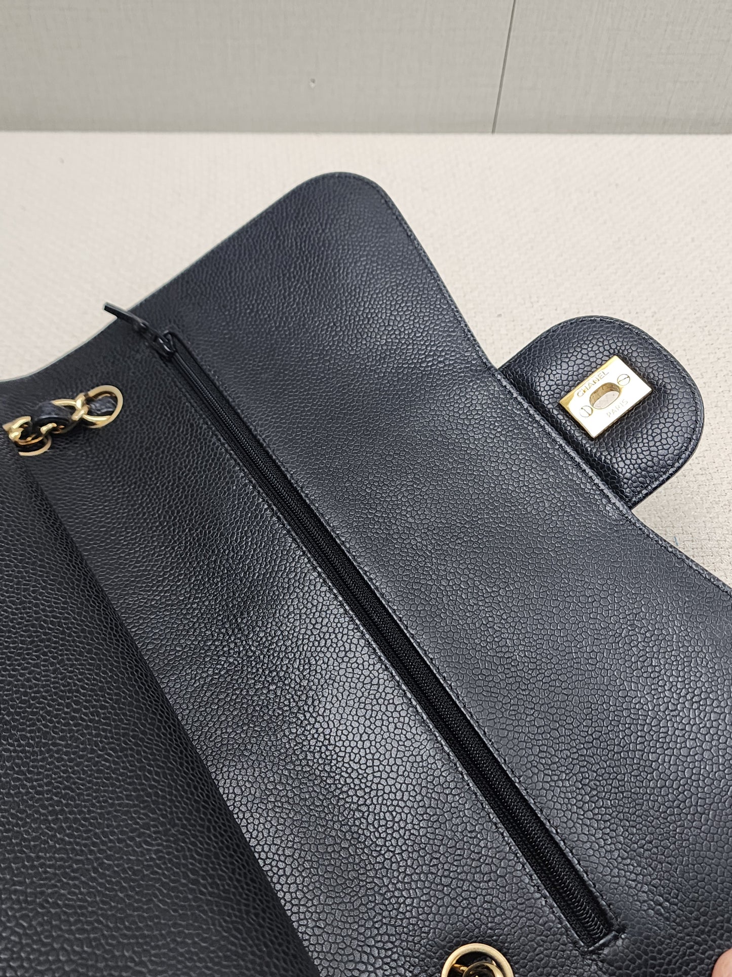 Chanel Black Caviar Classic Jumbo Flap Bag (GHW)