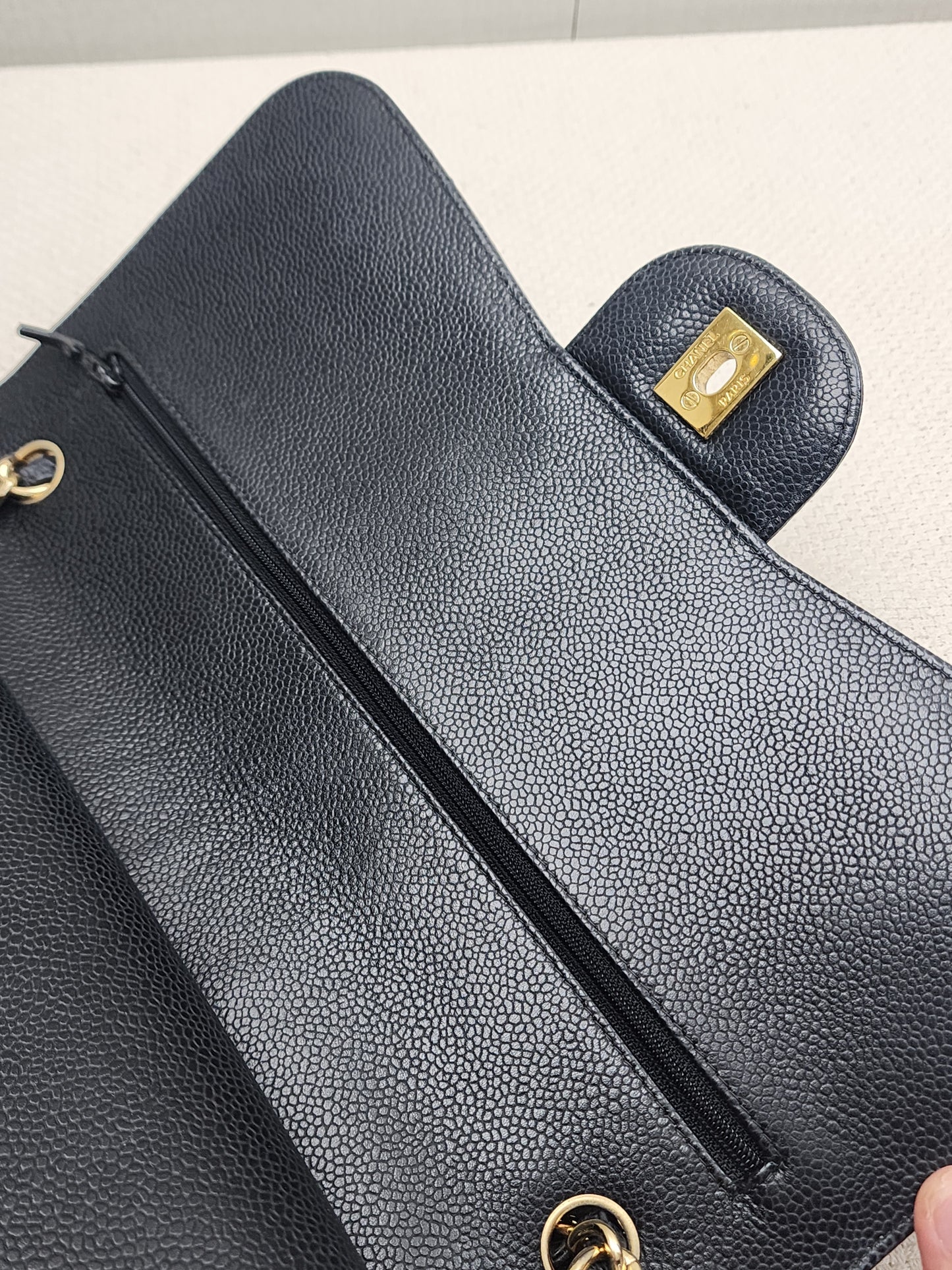 Chanel Black Caviar Classic Jumbo Flap Bag (GHW)