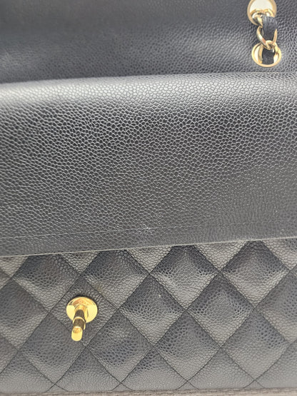 Chanel Black Caviar Classic Jumbo Flap Bag (GHW)