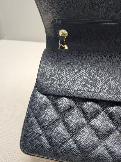 Chanel Black Caviar Classic Jumbo Flap Bag (GHW)