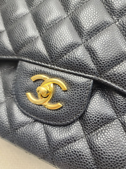 Chanel Black Caviar Classic Jumbo Flap Bag (GHW)