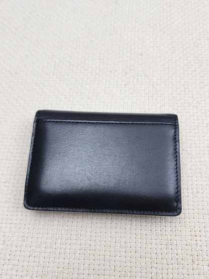 Celine Black Box Calfskin Triomphe Card Holder w Flap