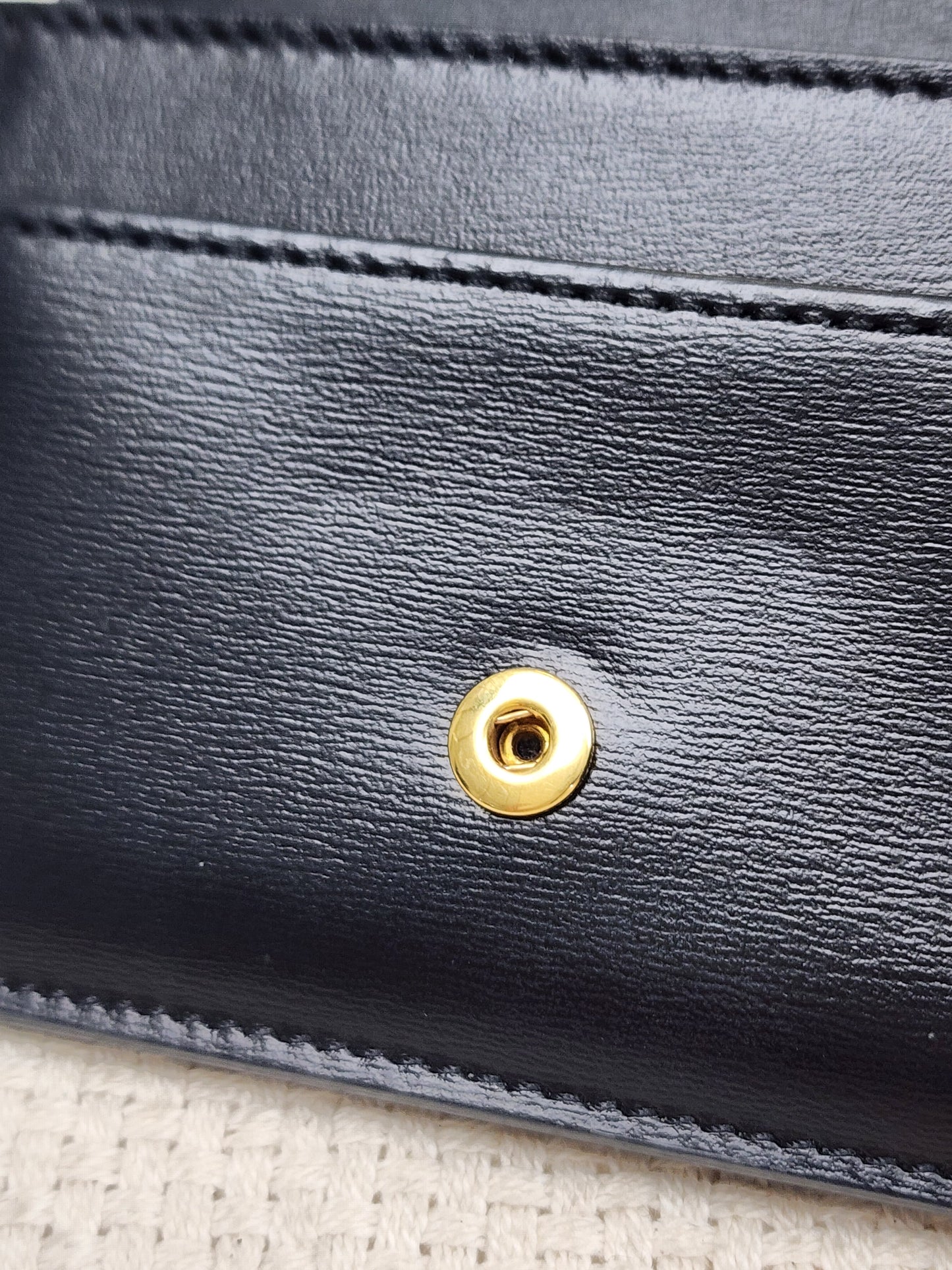 Celine Black Box Calfskin Triomphe Card Holder w Flap