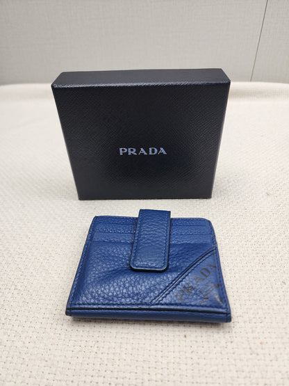 Prada Blue Calfskin Card Holder