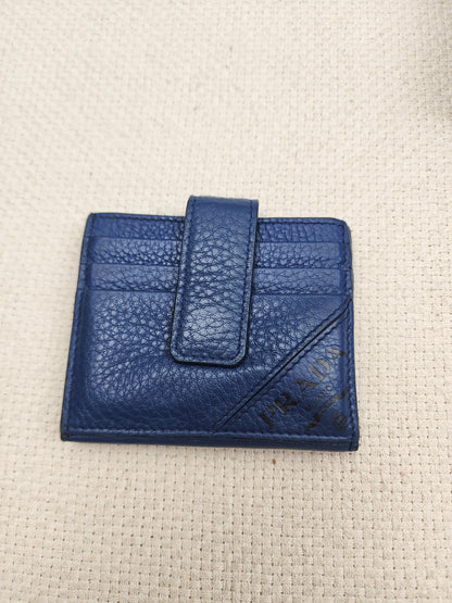Prada Blue Calfskin Card Holder