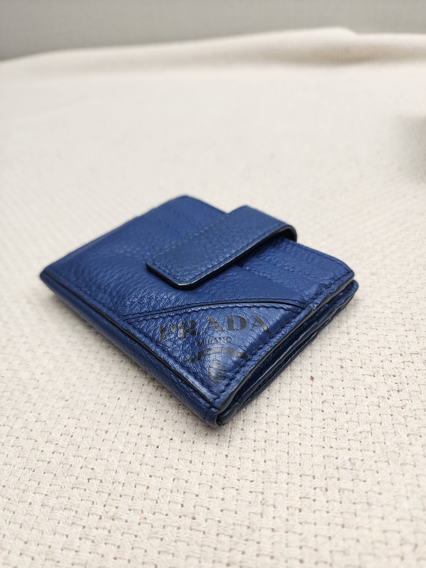 Prada Blue Calfskin Card Holder