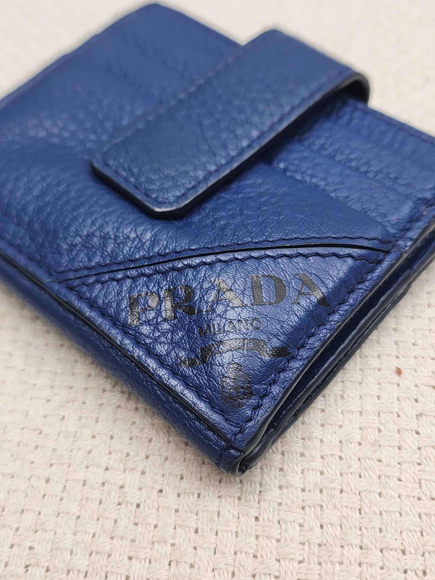 Prada Blue Calfskin Card Holder