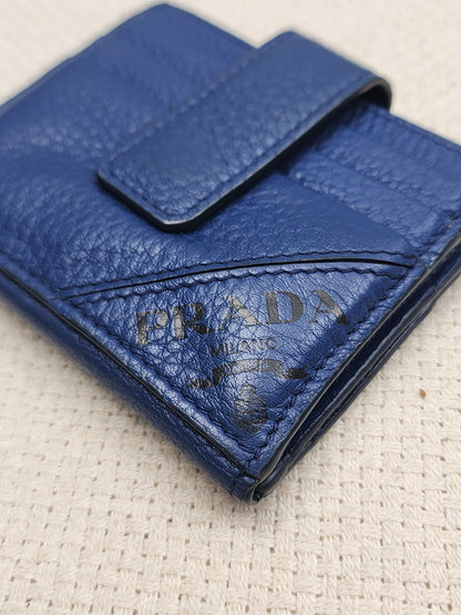 Prada Blue Calfskin Card Holder