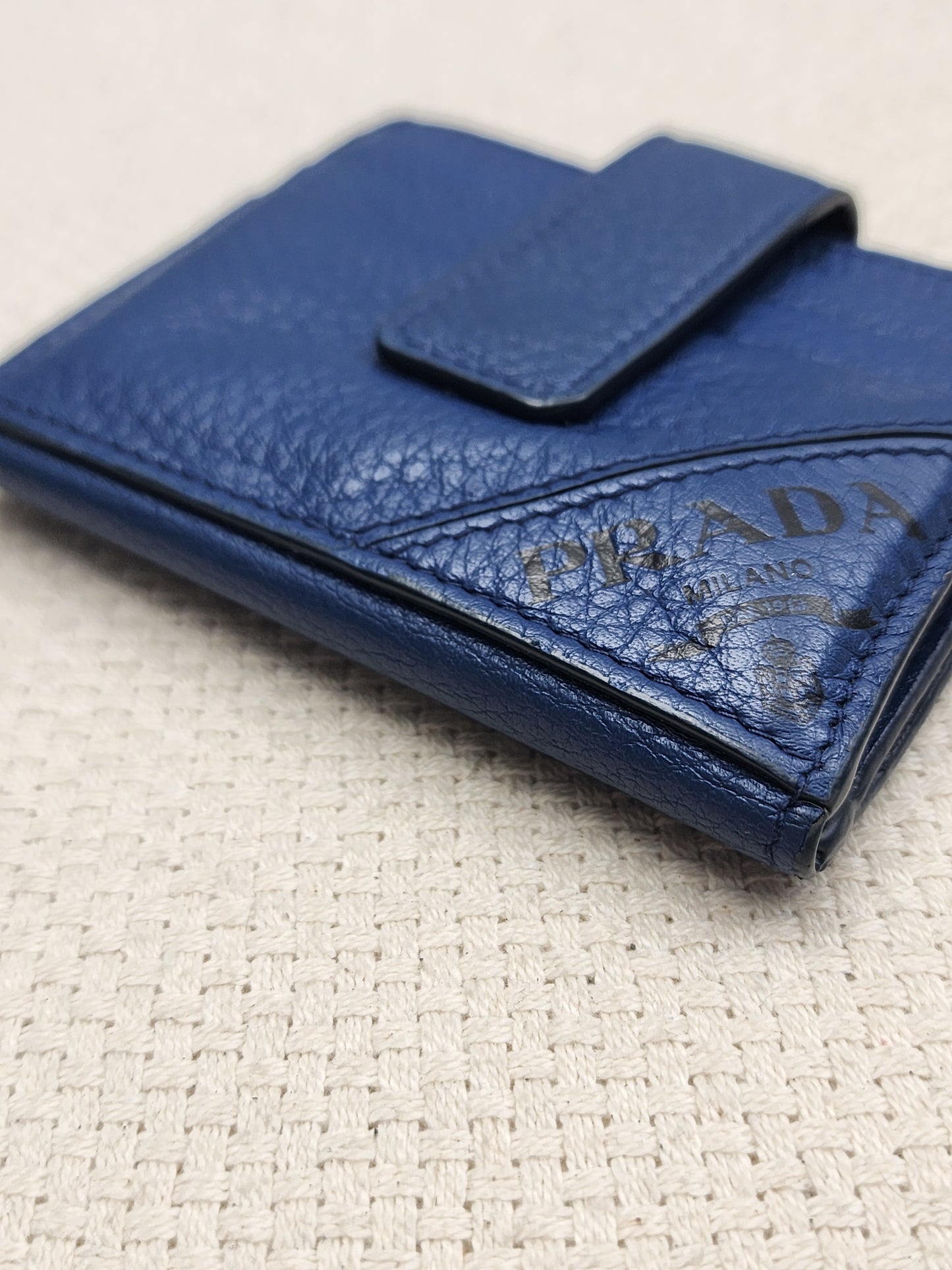 Prada Blue Calfskin Card Holder