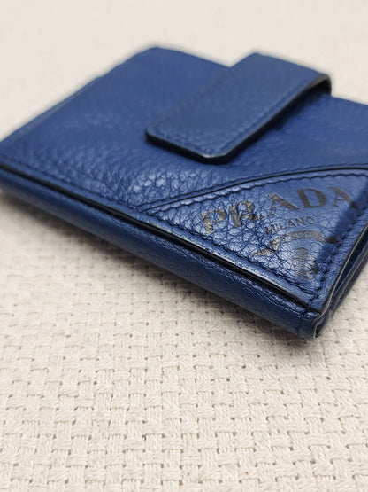 Prada Blue Calfskin Card Holder