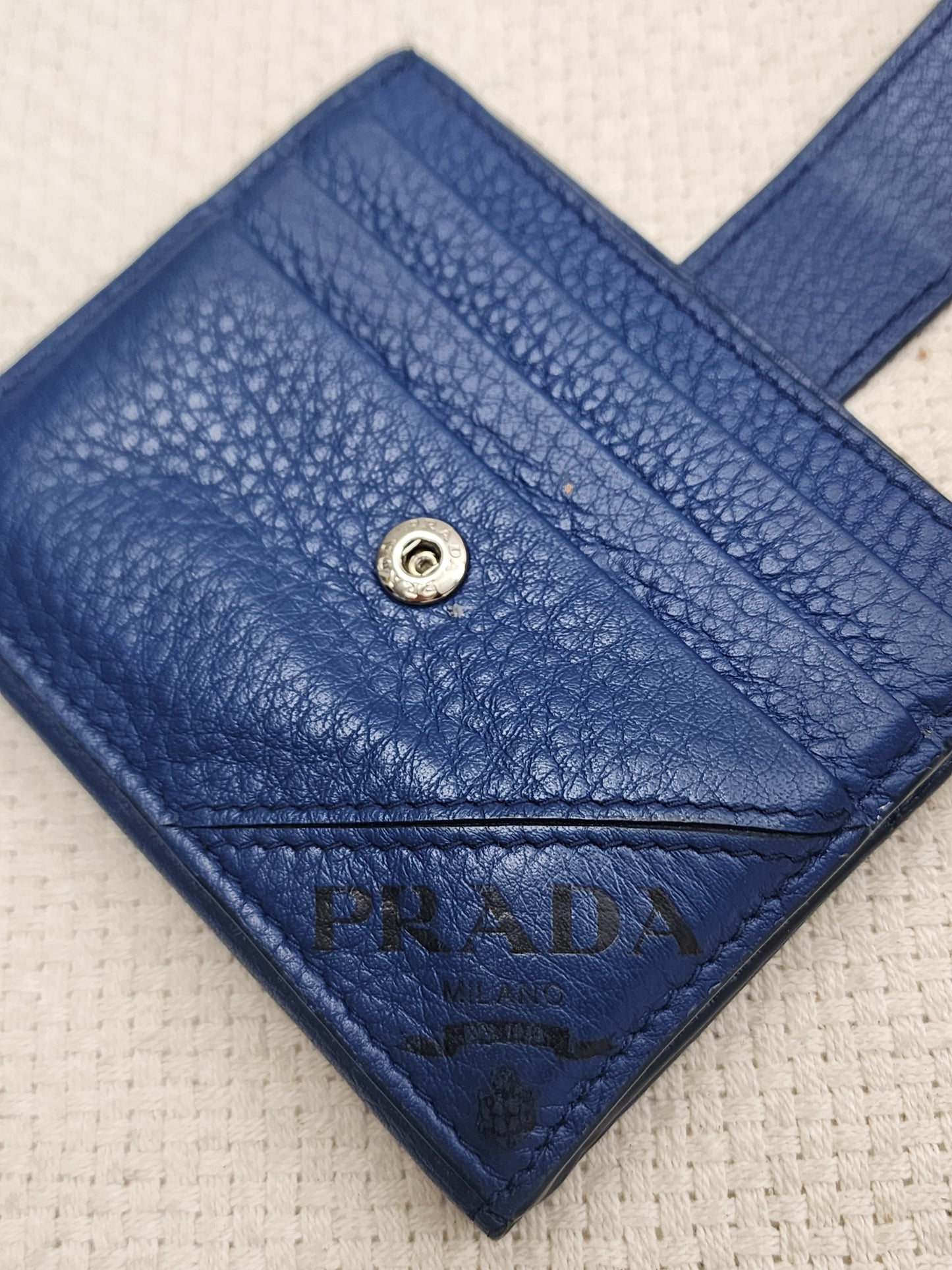 Prada Blue Calfskin Card Holder