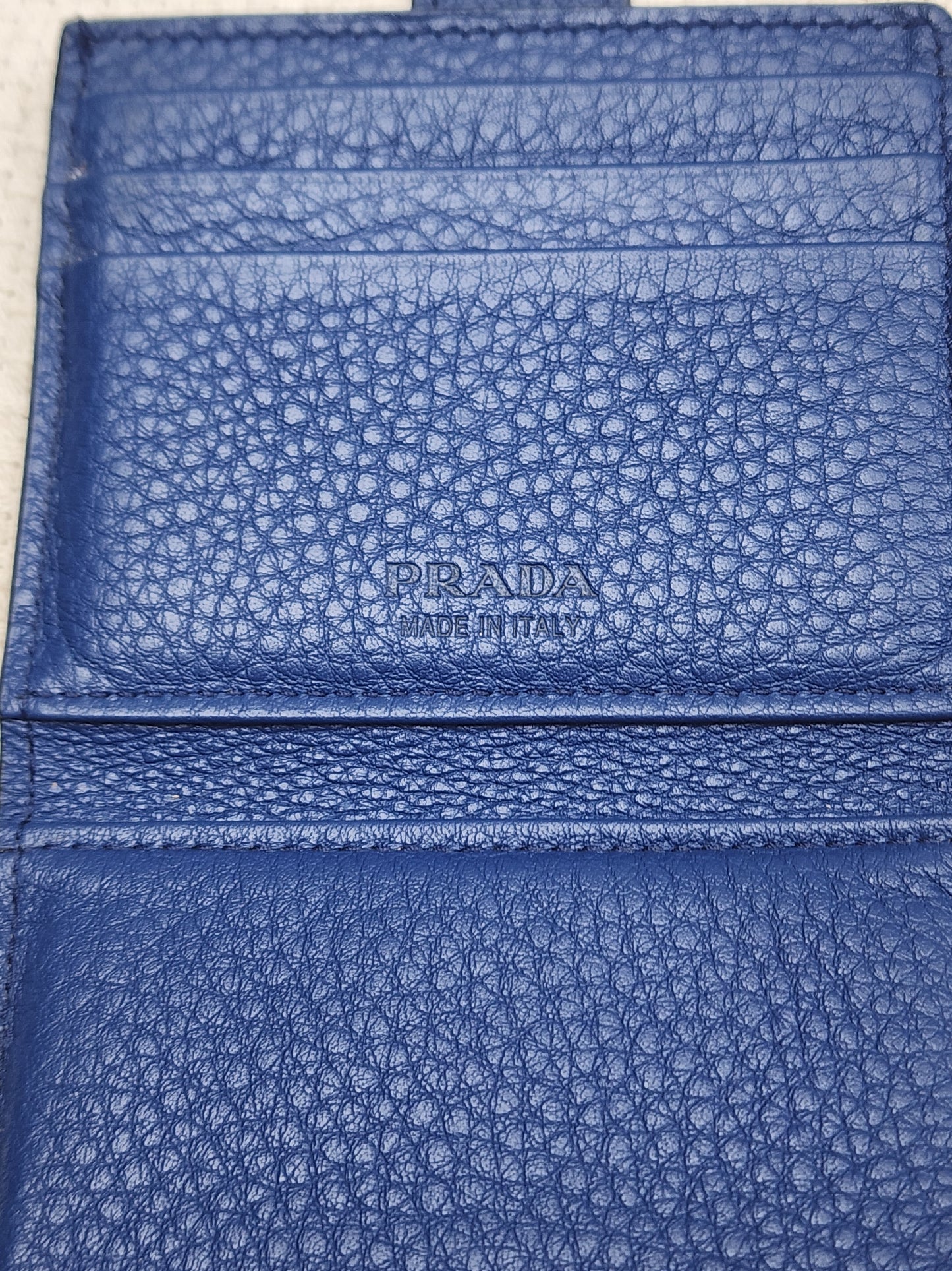 Prada Blue Calfskin Card Holder