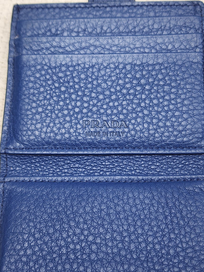 Prada Blue Calfskin Card Holder
