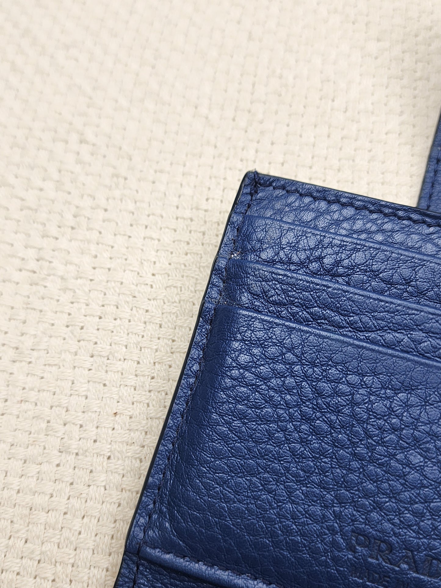 Prada Blue Calfskin Card Holder
