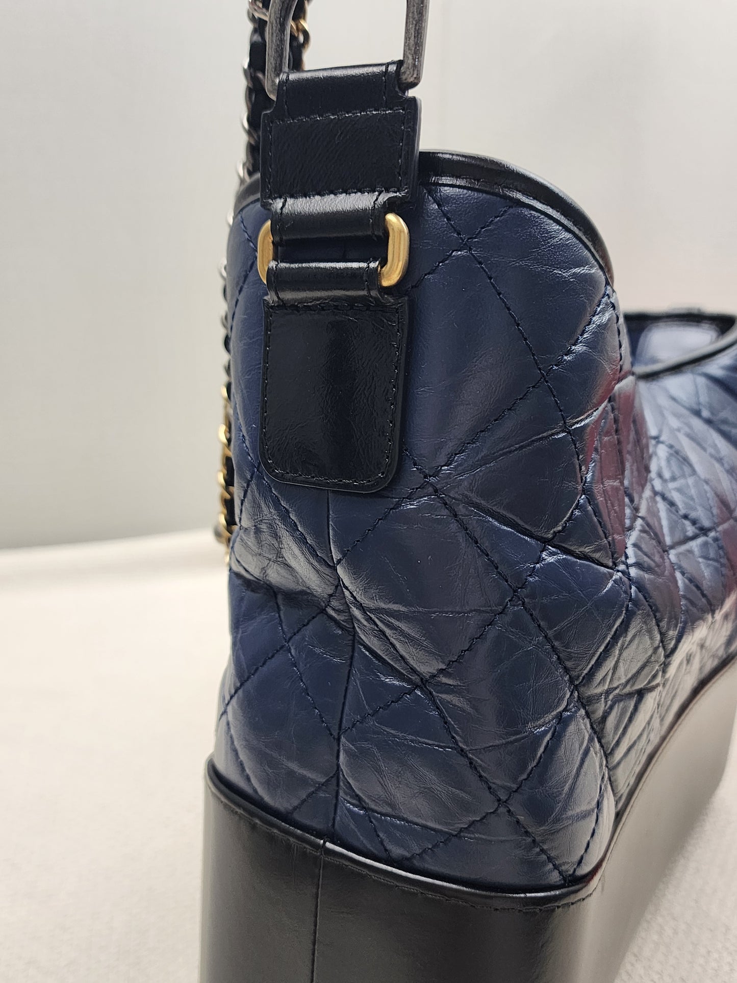 LV Blue Aged Calfskin Medium Gabrielle