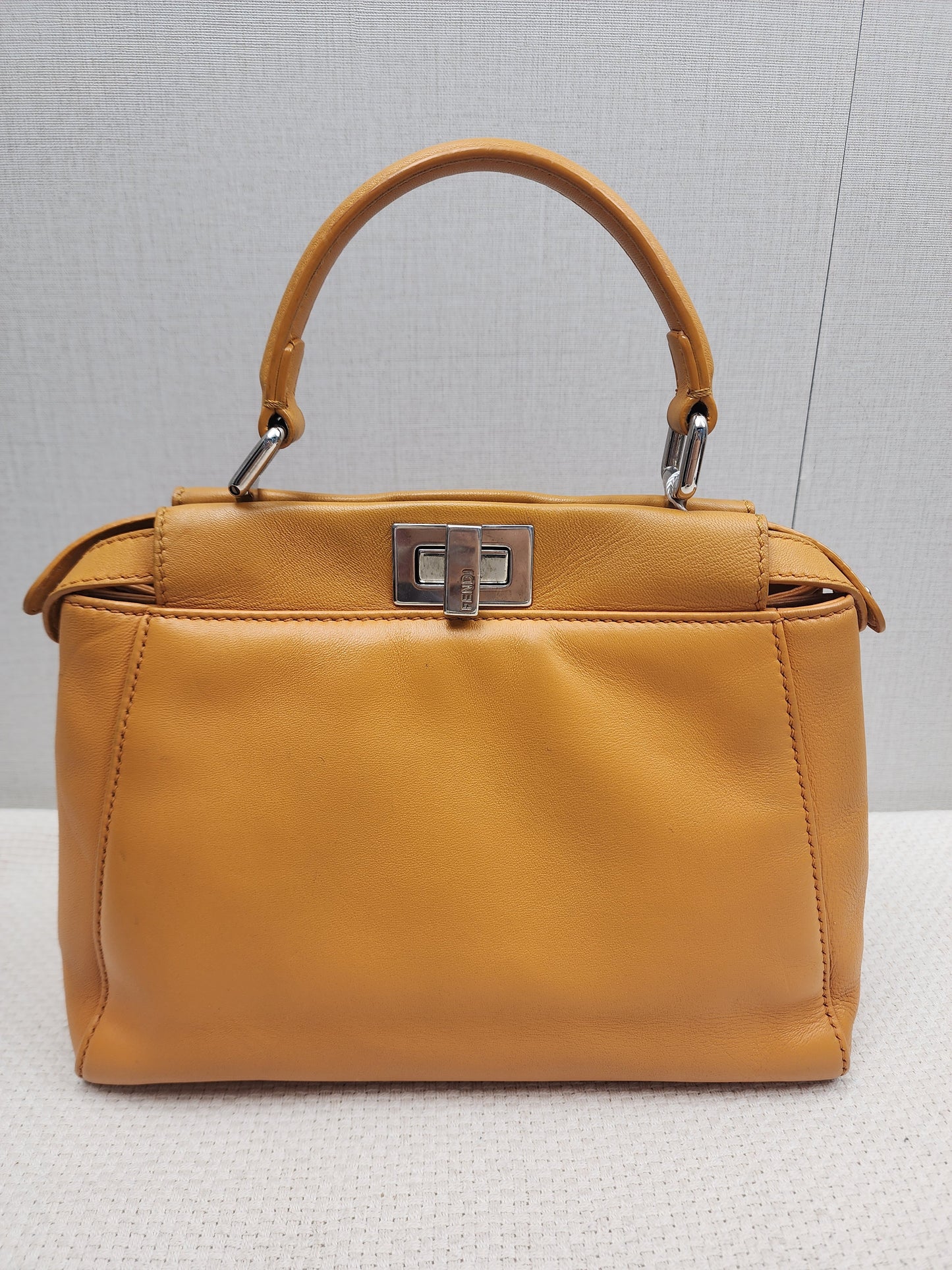 Fendi Caramel Brown Calfskin Mini Peekaboo